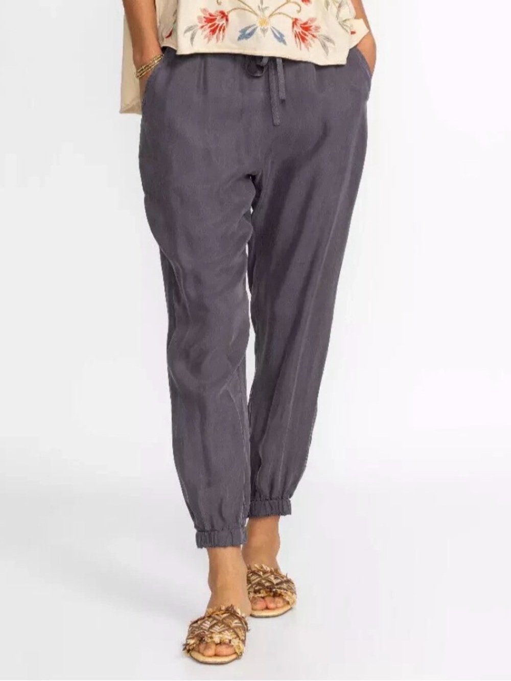 Johnny Was Alice Cupra Cropped Joggers Pants
